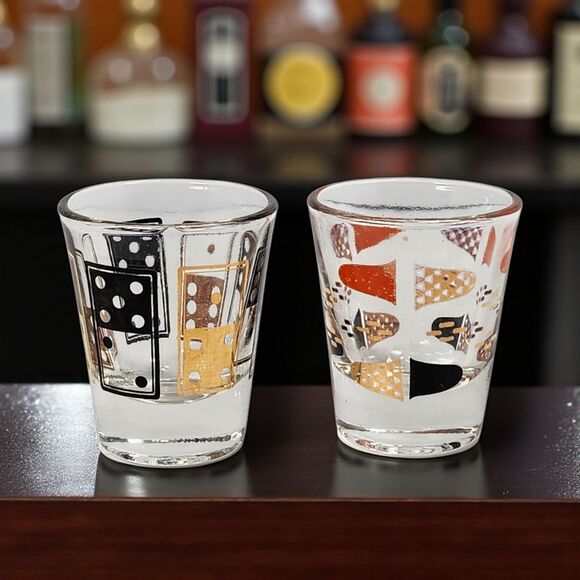 Vintage 2 Anchor Hocking Shot Glasses Mid-Century Barware Mismatched Set MCM - Picture 1 of 10